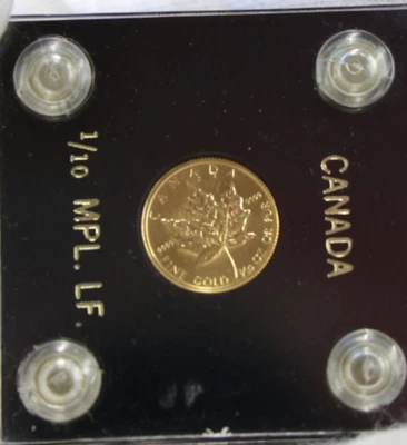1982 Canadá 1/10th Mapleleaf .9999 ouro unc em estojo plástico capital - Imagem 1 de 2