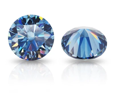 8 mm Blue Color Diamond VVS1 Round Cut Good Quality Loose Gemstone 2Pcs q710 - Image 1 of 4