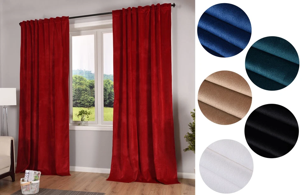 Blackout Curtain "Milano" Velvet Opaque Loop Tape Drawstring - Image 1 of 1