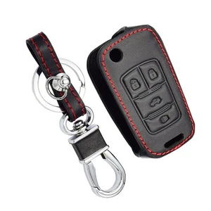 Black Leather For Buick Chevrolet GMC 4 Buttons Remote Key Chain Holder Cover - Picture 1 of 4