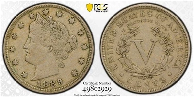 1889 PCGS XF40 RPD (Repunched Date) FS-301 Liberty (V) Nickel - Image 1 of 4