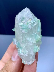 Paraiba-ähnlicher Farbturmalinhaufen auf Quarz aus Afghanistan - 69 Gramm - Bild 1 von 8