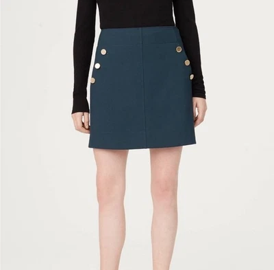 Club Monaco A-line Tailored Mini Skirt Size 8 Teal Green Winter Cozy - Image 1 of 4