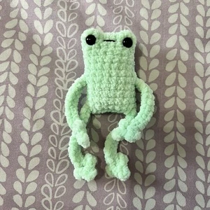 Mint Green Leggy Frog Crochet Plushie, Handmade Stuffed Animal, Easter, 5 Inch - Picture 1 of 3