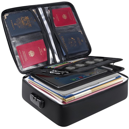 BALEINE Fireproof Document Box with Lock, Waterproof Fire Safe File Bag ...