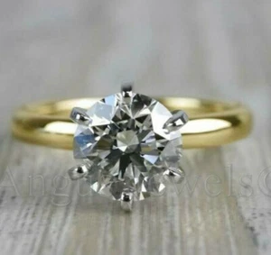 2,50ct runder Solitär MOISSANIT Verlobungsring massiv 14K Gelbgold - Bild 1 von 12