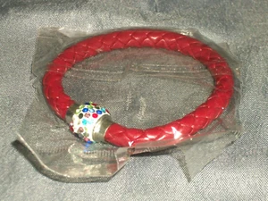 Brazalete Brazalete Trenzado Mujer con Centro Metal Tono Plateado con Estrás Nuevo - Imagen 1 de 3