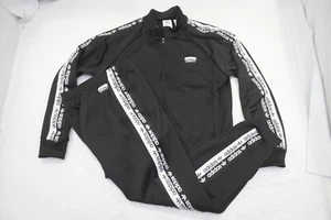 Adidas Logo Tape Track Suit Black Full Zip W/ Pockets Mens Size Large x 30" - Picture 1 of 20