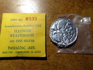 Heraldic Art Medal: "ILLINOIS STATEHOOD" Super Gem BU Original Packaging D8 - Picture 1 of 4