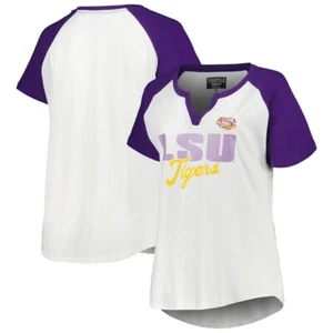 Women's Profile White/Purple LSU Tigers Best Squad Shimmer Raglan SHIRT 2X NEW - Picture 1 of 5