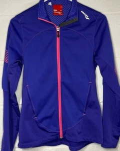Saucony Women's Size XS Full-Zip Track Jacket Blue/Pink Outdoor Running - Picture 1 of 5