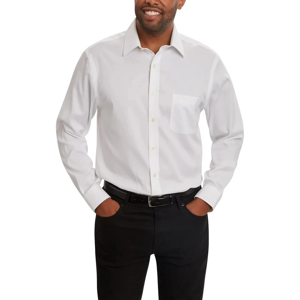Kirkland Signature Men’s Tailored Fit Dress Shirt, White, 15-15.5 34/35 - Image 1 of 4