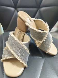 VANELi Baret Slide Canvas Metal Fringe Dressy nude Sandal US 6  $150 running sma - Picture 1 of 5