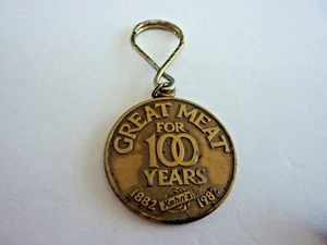 Vintage Metal Keychain Kahn's Meat 100 Years  - Picture 1 of 3
