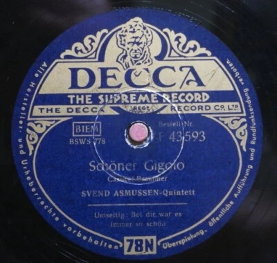 Svend Asmussen-Quintett  78 RPM / Schöner Gigolo & Bei Dir War ...(45-1023-VH) - Bild 1 von 3