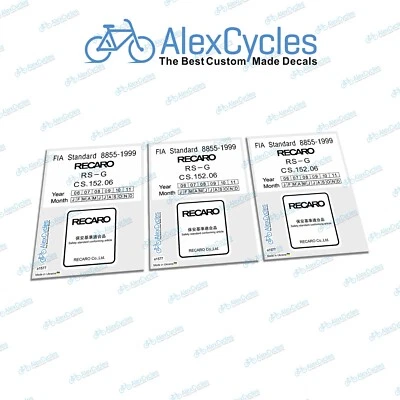 x3 JAPAN MATERIAL RECARO SEAT HIGH QUALITY REPLACEMENT DECAL STICKER - Image 1 of 4