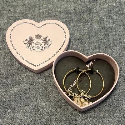Juicy Couture Heart And Pearl Gold Tone Hoops - Image 1 of 4