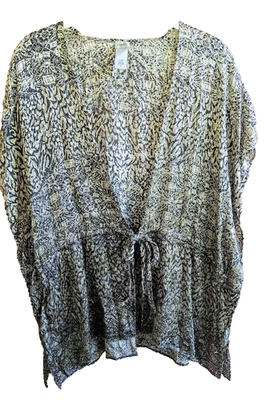 Top CHICO’S M Mezcla de Seda Terciopelo Burn Out Corbata Frontal Lagenlook Lujo Fluido Boho Foto 1 de 4