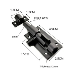 2Pcs 2" Long Aluminum Alloy Door Gates Latch Slide Lock Barrel Bolt Black - Picture 1 of 5