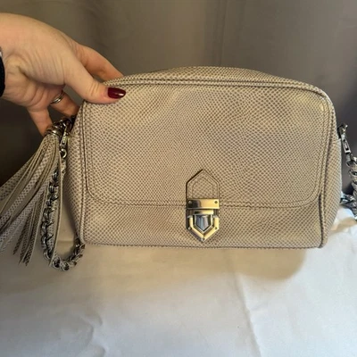 Eric Javits Bolso Bandolera de Cuero Tostado Crema Bolso de Mano Cartera Correa de Cadena Foto 1 de 4