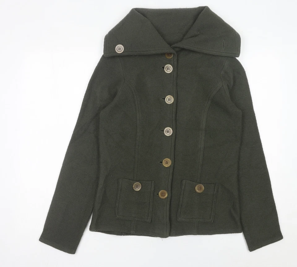 Principles Women Green Wool Cardigan Size 12 Collared Long Sleeve - Image 1 of 4