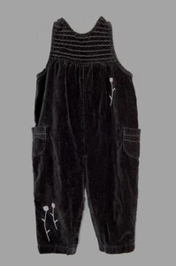 Vintage Gymboree Overalls Black Velvet Pink Embroidered Roses 2T EUC - Picture 1 of 8