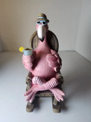 8.5 Inch Solar Flamingo In Rocking Chair - Image 1 of 4