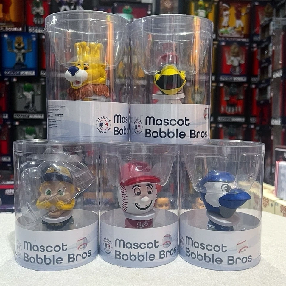 Lote Bobblehead FREDBIRD SLUGGERRR BLUE JAY BERNIE BREWER MR REDLEGS "Bobble Bro" Foto 1 de 1