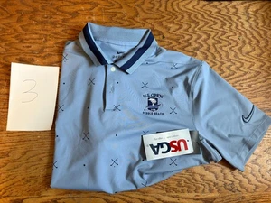 US Open Polo Shirt Nike Golf Pebble Beach 2019 Blue Short Sleeve Men Small New - Picture 1 of 3