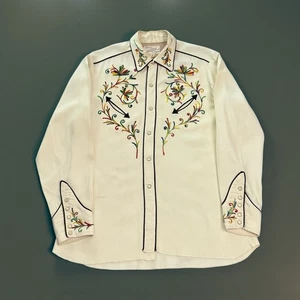 Vtg 1940's-50's California Ranchwear Western Shirt Gabardine Pearl Snap Sz 16 - Picture 1 of 19