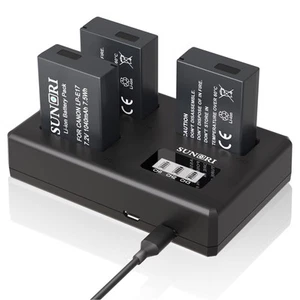 3-Pack LP-E17 Batteries and 3-Channel LCD Charger Compatible for Canon LPE17 ... - Picture 1 of 8
