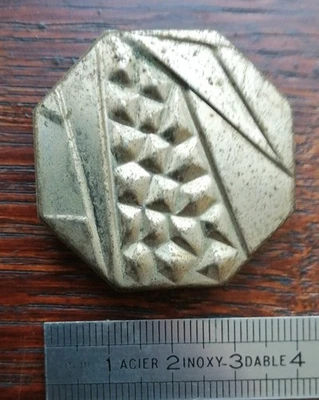 Ancien cache clou piton en laiton nickelé Art Déco tableau  cadre - Photo 1/2