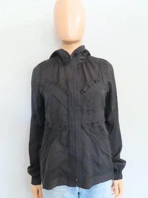 Top YVES SAINT LAURENT Negro Mezcla Seda Volantes Cremallera Completa F 38/US 6 Foto 1 de 4