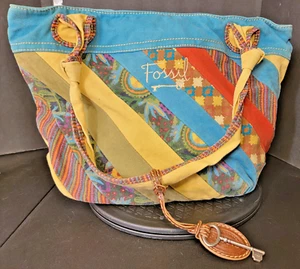 Fossil Long Live Vintage 1954 Multi-Color Tote/Purse with Key Charm - Picture 1 of 7