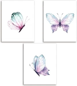 Butterfly Wall Art Prints,Poster with Purple Butterfly,Butterfly Wall colorful - Picture 1 of 7