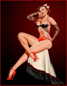 1940's Vintage Pin Up Retro Poster Art Print - Picture 1 of 2