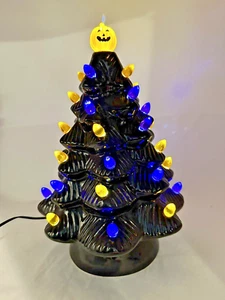 Mr Halloween Ceramic Tree Haunted Black 12" Pumpkin LED Lighted Mr Christmas Box - Picture 1 of 5