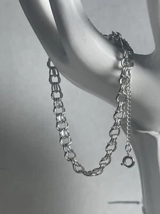 Sterling Double Link Woven Rope Chain Bracelet Sterling Silver 925 7.5” - Picture 1 of 7