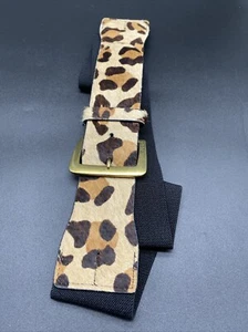 Vintage Ralph Lauren Women Belt Leather Cow Print Stretch Fashion Size L - Picture 1 of 14