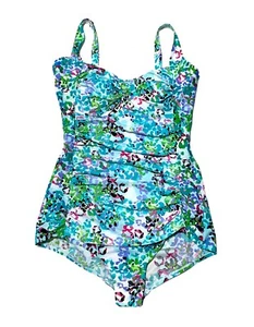 Real Bodies by Island Escape Turquoise Multicolor Floral Print Swimsuit, size 16 - Picture 1 of 4