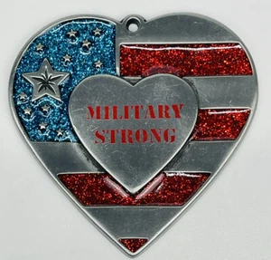 2014 Gloria Duchin Zinn Militär starkes Herz patriotischer Weihnachtsschmuck USA - Bild 1 von 5