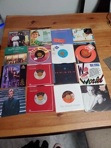 Lot Of 16 Vintage 7in Vinyl Records Various Artists & Genres/Atlantic PolyGram.. - Picture 1 of 6