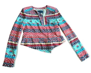 Blusa BCBG Maxazria donna media design azteco unica asimmetrica top - Foto 1 di 4