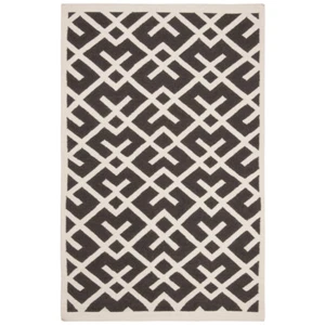 SAFAVIEH Dhurries DHU552C Handwoven Brown / Ivory Rug - Picture 1 of 22