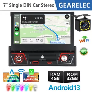 Autoradio Schermo Flip Out Singolo 1DIN 7" Apple CarPlay 4+32GB con Fotocamera - Foto 1 di 18