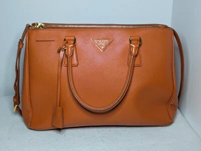 Prada Galleria Saffiano Orange Satchel  Large Tote Handbag Double Zip - Image 1 of 4