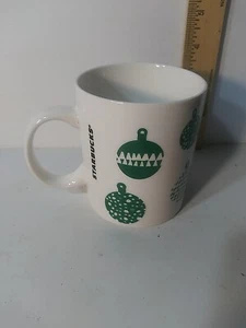 STARBUCKS Coffee Mug Tea Cup Holiday Green Ornaments Christmas 2016 12oz. - Picture 1 of 4