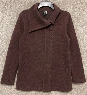 Cárdigan Suéter Ibex Mujer Marrón Lana Merino Bolsillos Botón Talla Pequeña Foto 1 de 4