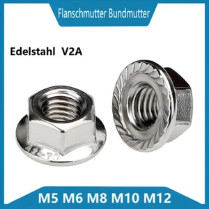 Flanschmutter Bundmutter Linksgewinde DIN 6923 Edelstahl V2A M5 M6 M8 M10 M12 - Bild 1 von 10