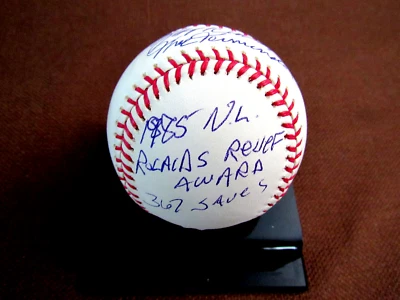 JEFF REARDON THE TERMINATOR 367 SALVA 1985 ROLAIDS FIRMADO AUTOMÁTICO OML BÉISBOL JSA Foto 1 de 3